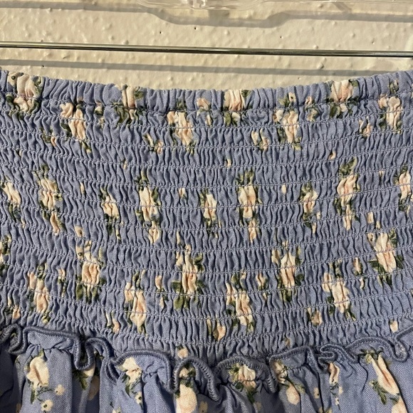 Hollister Blue and White Floral Ruffle Flowy Skort Shorts - Picture 4 of 6